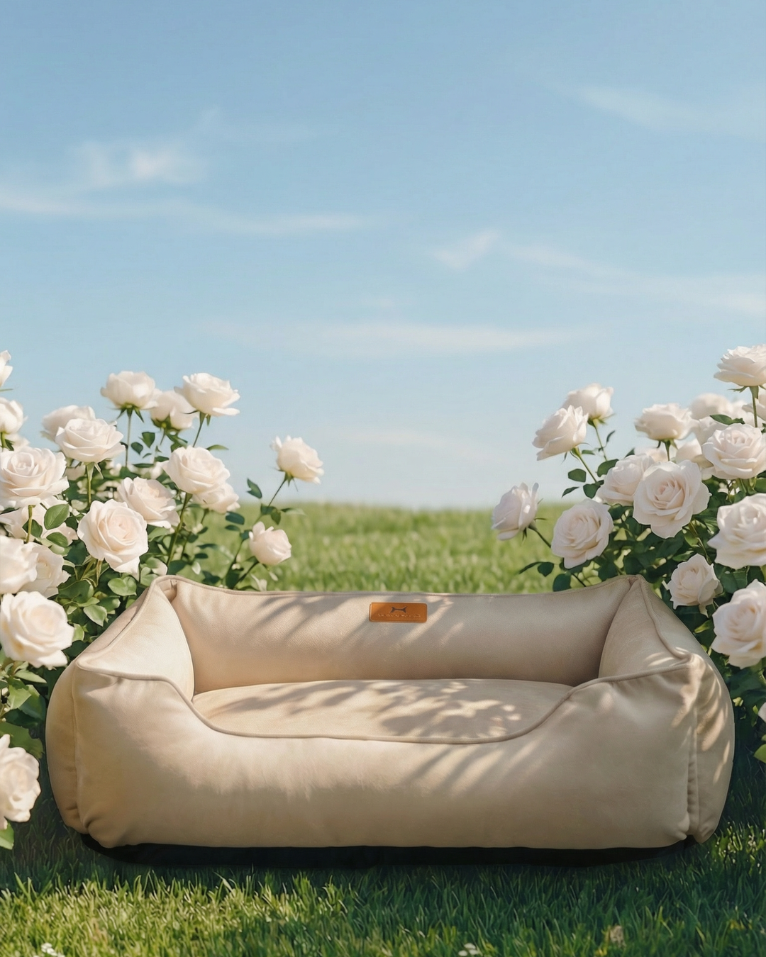 Chester & Lee Classic Velvet Dog Bed in Beige - Ultimate Comfort for Your Pet