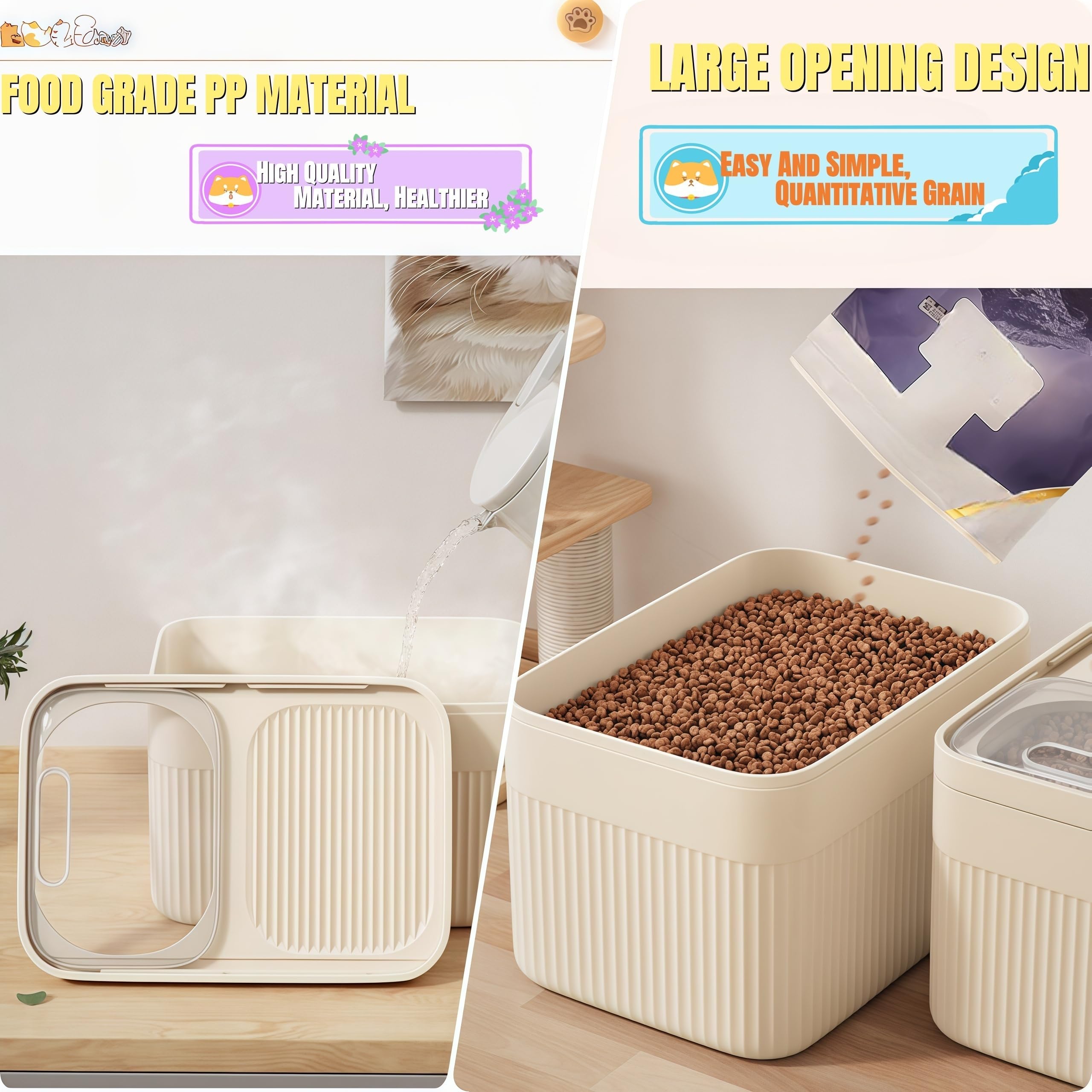 High-Capacity Pet Food Container Airtight With Cup, Dog Food Storage Container,Durable Design For Dog,Cat, Bird Food Storage, Keep Dry Food - Priscilla's Pet Paradise