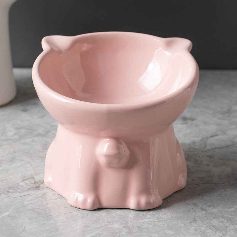 Ceramic Cute Black Cat Bowl with High Foot for Stylish Pet Dining Supplies