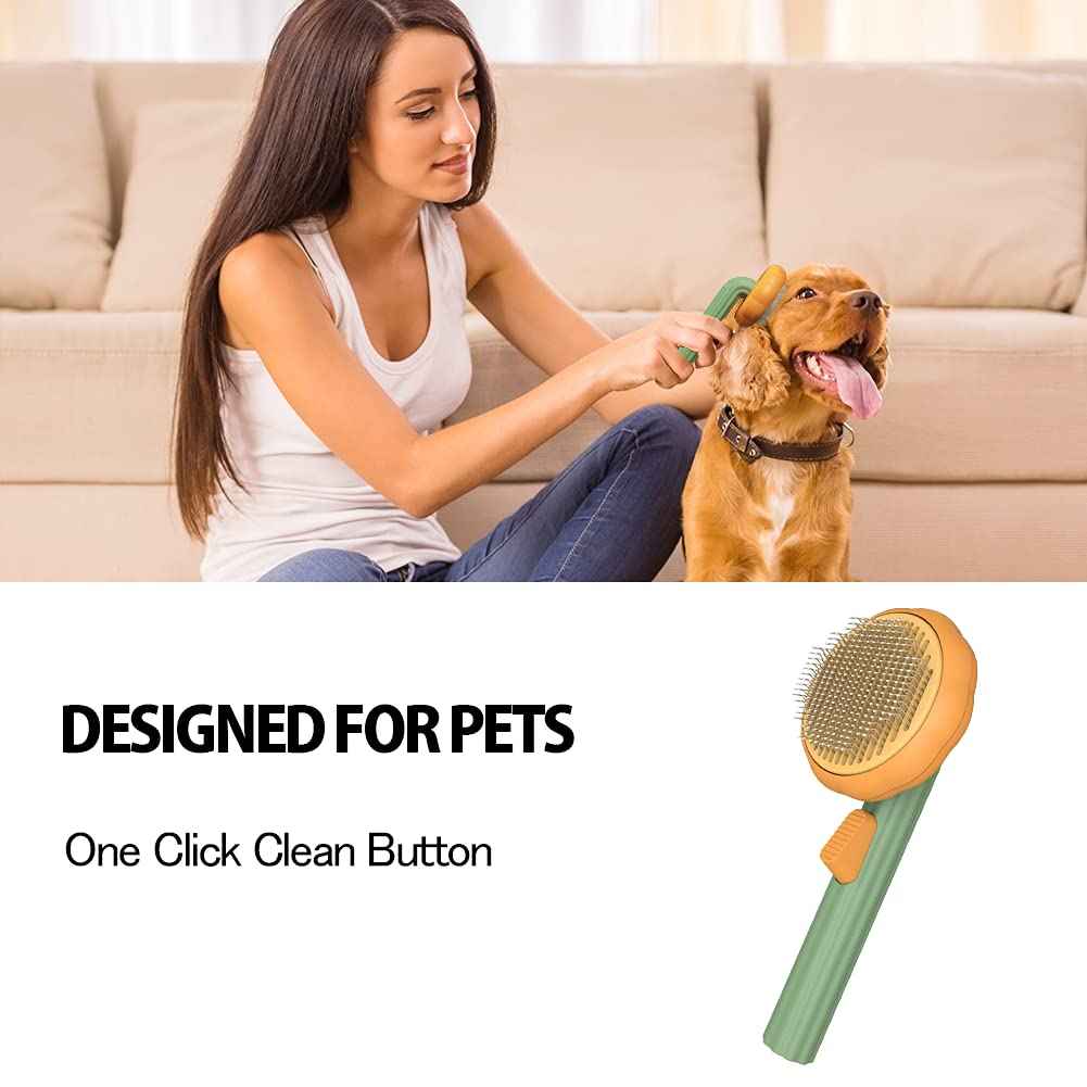Pet Grooming Slicker Brush for Dogs, Cats, Puppies, and Rabbits - Self-Cleaning Brush to Remove Loose Undercoat and Mats