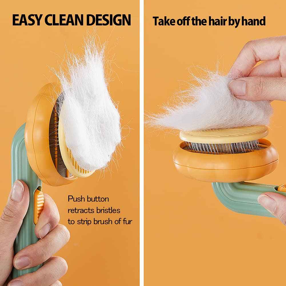 Pet Grooming Slicker Brush for Dogs, Cats, Puppies, and Rabbits - Self-Cleaning Brush to Remove Loose Undercoat and Mats