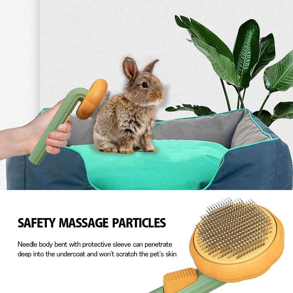 Pet Grooming Slicker Brush for Dogs, Cats, Puppies, and Rabbits - Self-Cleaning Brush to Remove Loose Undercoat and Mats