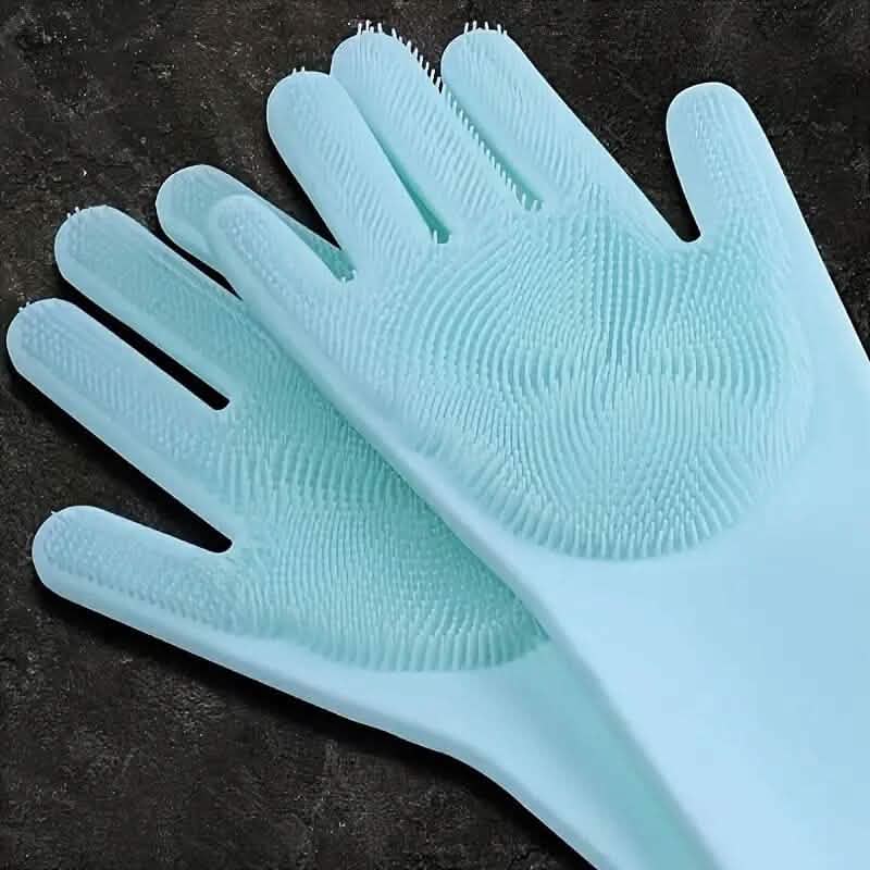 2-Pieces: 2-in-1 Pet Dog Bath Gloves with Silicone Brush - Priscilla's Pet Paradise