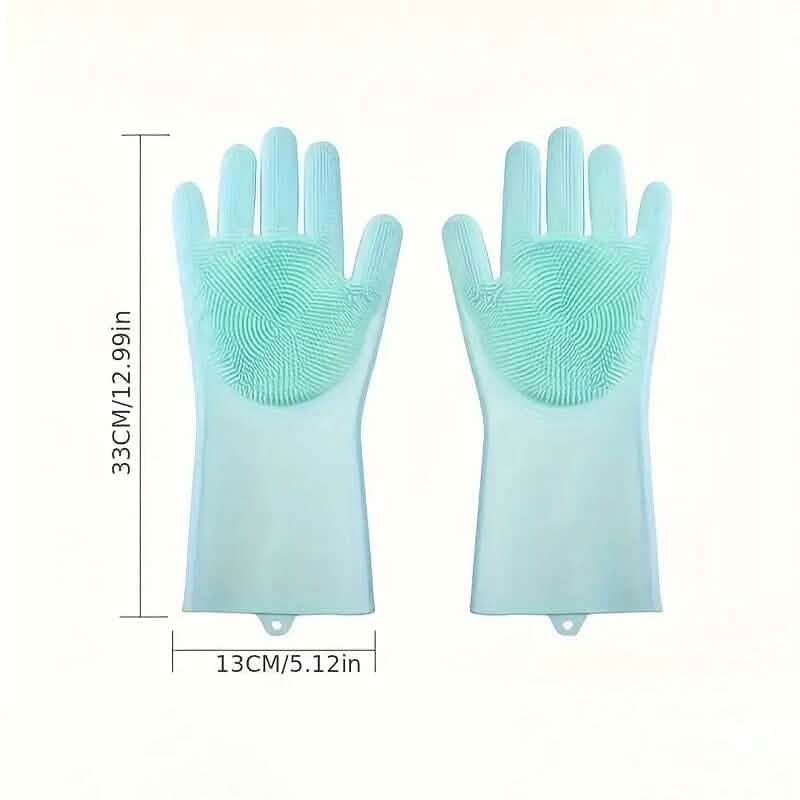 2-Pieces: 2-in-1 Pet Dog Bath Gloves with Silicone Brush - Priscilla's Pet Paradise