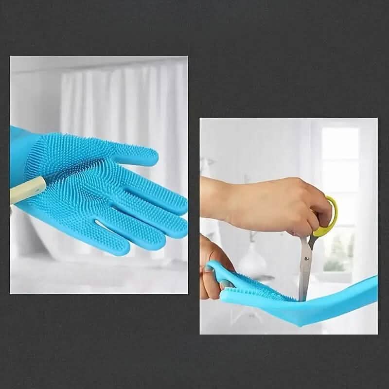 2-Pieces: 2-in-1 Pet Dog Bath Gloves with Silicone Brush - Priscilla's Pet Paradise