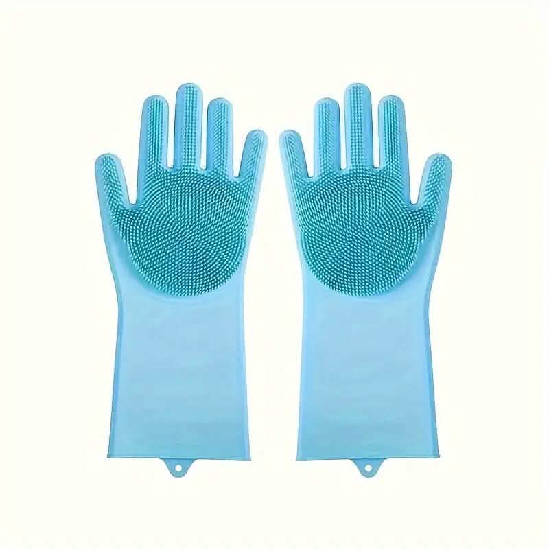 2-Pieces: 2-in-1 Pet Dog Bath Gloves with Silicone Brush - Priscilla's Pet Paradise