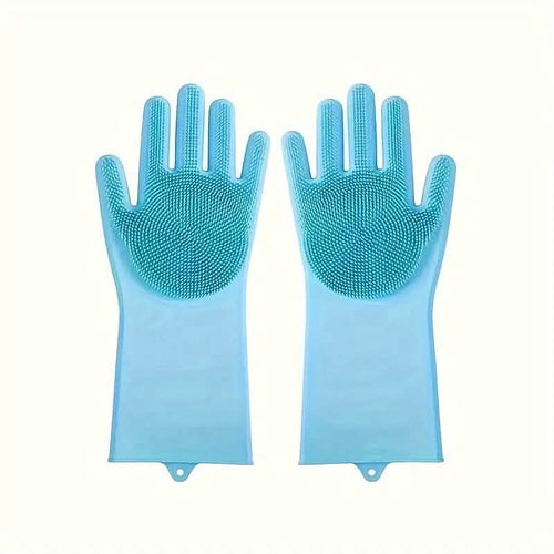 2-Pieces: 2-in-1 Pet Dog Bath Gloves with Silicone Brush - Priscilla's Pet Paradise