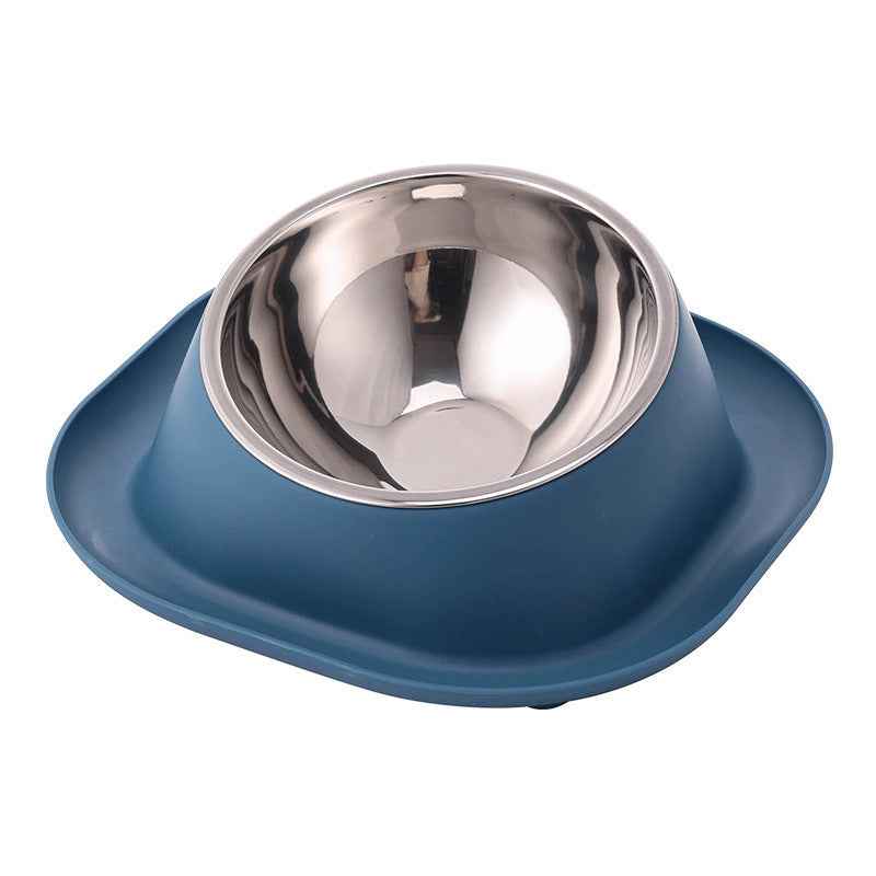 Anti-Leak Cat Bowl Stainless Steel Oblique Mouth Design Anti-Tumble Pet Food Holder