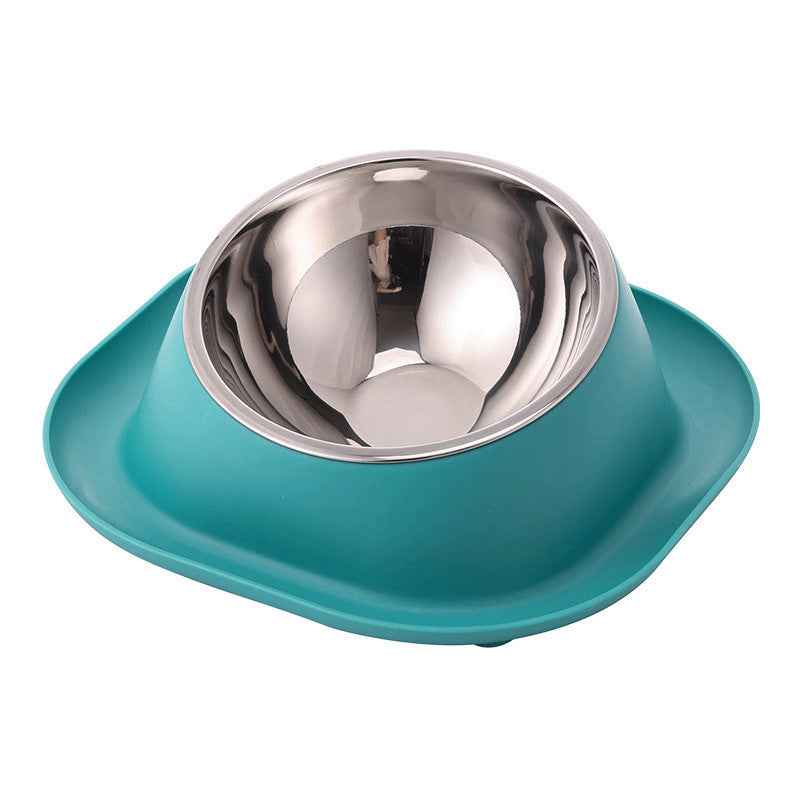 Anti-Leak Cat Bowl Stainless Steel Oblique Mouth Design Anti-Tumble Pet Food Holder