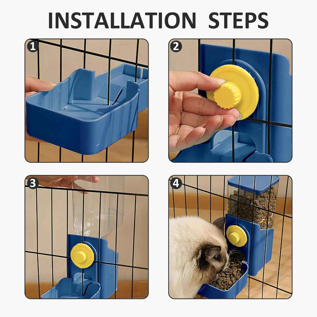 Hanging Automatic Rabbit Feeder and Water Dispenser for Cages - Ideal for Chinchillas, Hedgehogs, and Guinea Pigs