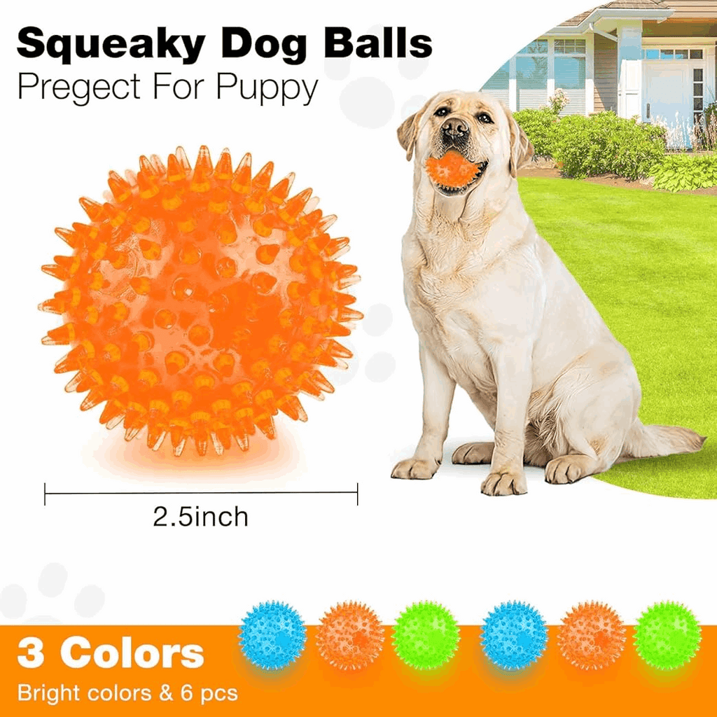2.5” Squeaky Dog Balls for Small Dogs - Interactive Teething Chew Toys for Clean Teeth and Training