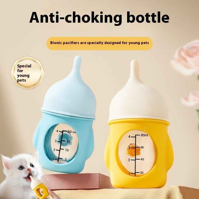 Kittens Nipple Bionic Silicone Pet Feeder - Puppy Choke Proof Feeding Artifact for Food and Water