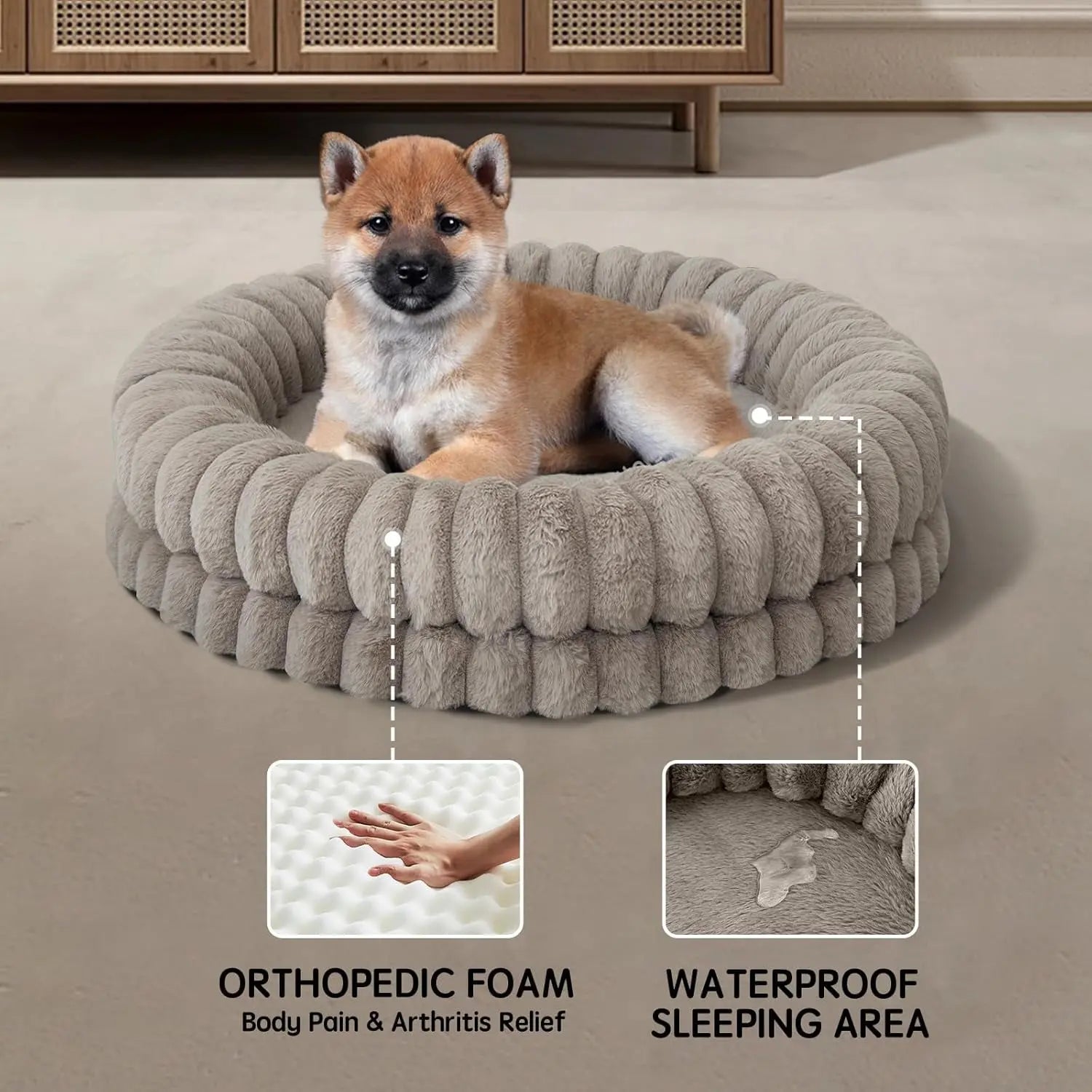 BALANCE Luxury Donut Dog Bed | Orthopedic Calming Round Bed (Washable) - Priscilla's Pet Paradise