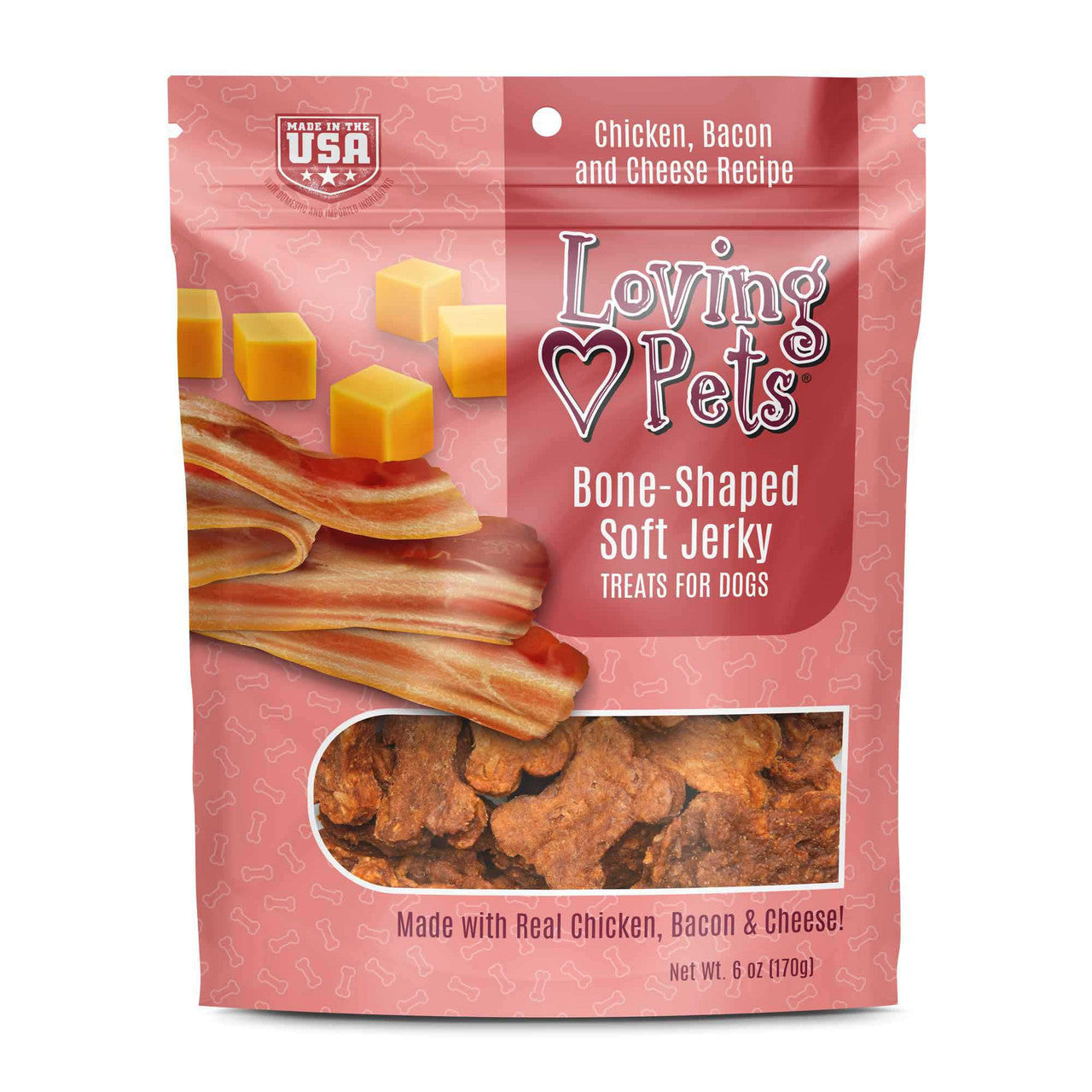 Loving Pets Soft Jerky Bacon & Cheese Dog Treats (6oz) - Priscilla's Pet Paradise