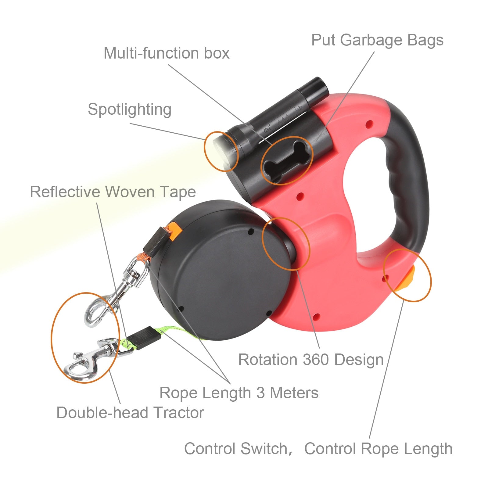 Retractable Dual Double Pet Rope Leash Tangle Free Walk For Two Dogs - Priscilla's Pet Paradise