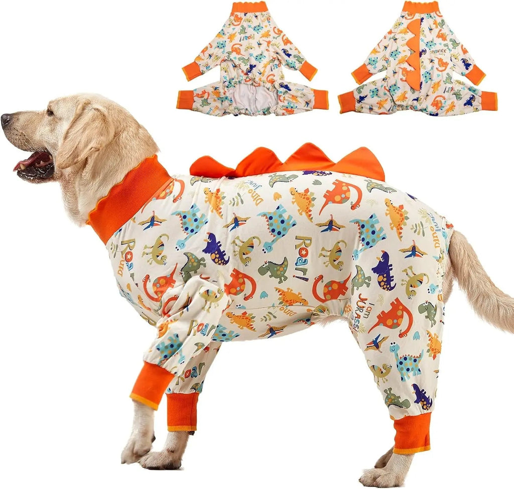 Dog Pajamas For Large Dogs – Anti-Lick Recovery Wear Jurassic Knit UV Suit - Priscilla's Pet Paradise