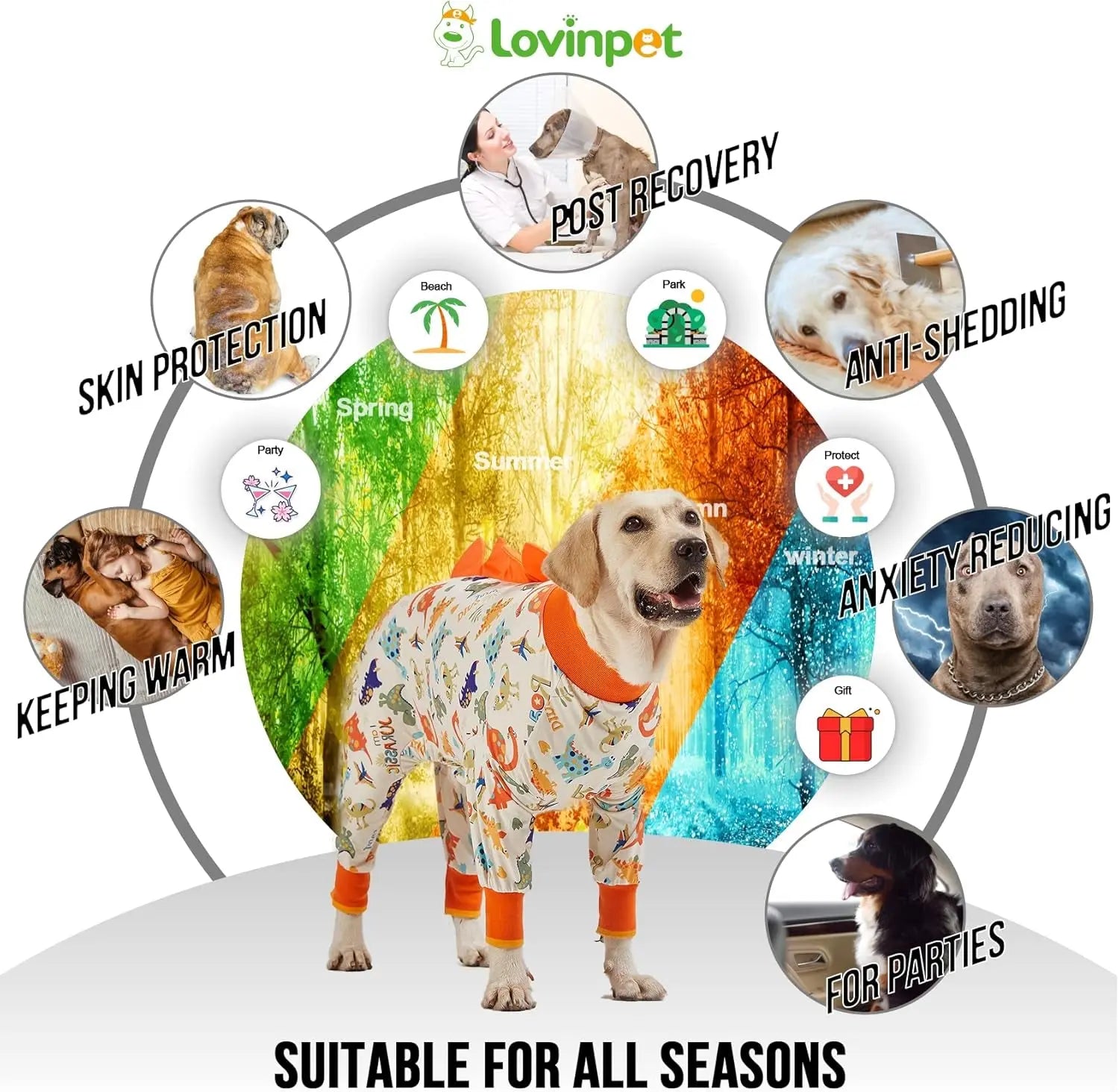 Dog Pajamas For Large Dogs – Anti-Lick Recovery Wear Jurassic Knit UV Suit - Priscilla's Pet Paradise