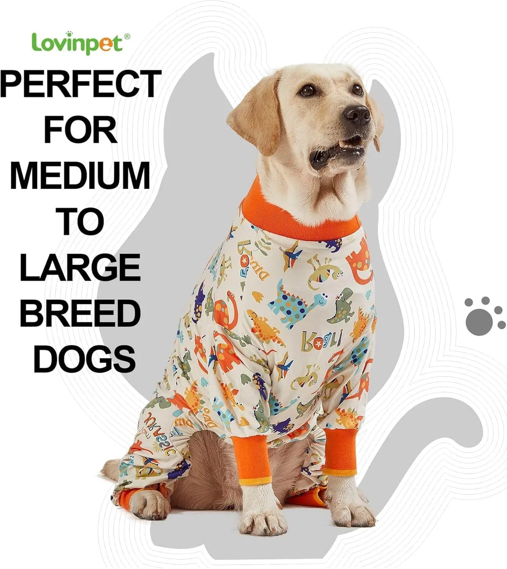 Dog Pajamas For Large Dogs – Anti-Lick Recovery Wear Jurassic Knit UV Suit - Priscilla's Pet Paradise