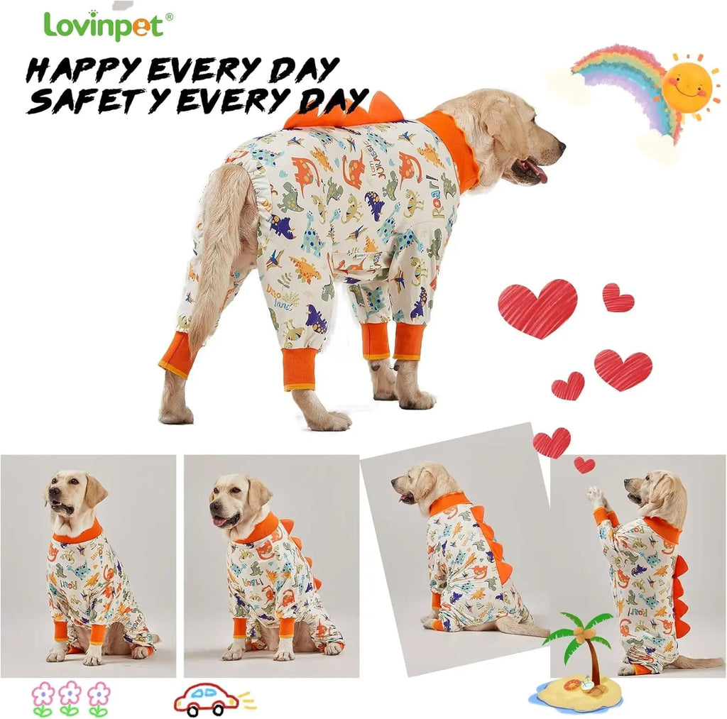 Dog Pajamas For Large Dogs – Anti-Lick Recovery Wear Jurassic Knit UV Suit - Priscilla's Pet Paradise