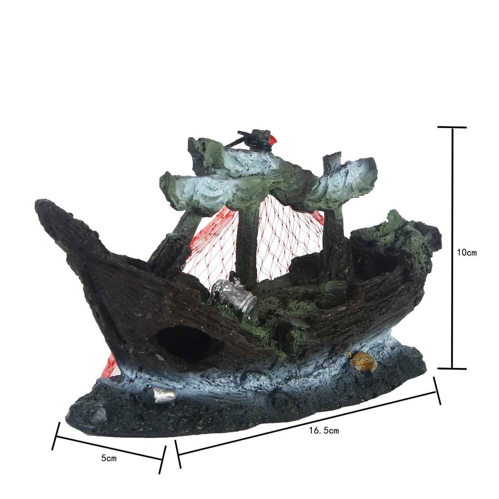 Ship Fish Tank Decoration - Resin Water Grass Landscape for Aquariums