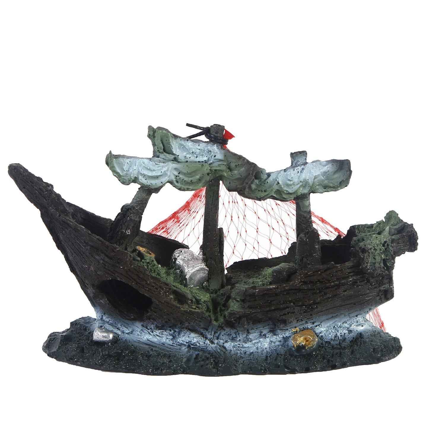 Ship Fish Tank Decoration - Resin Water Grass Landscape for Aquariums