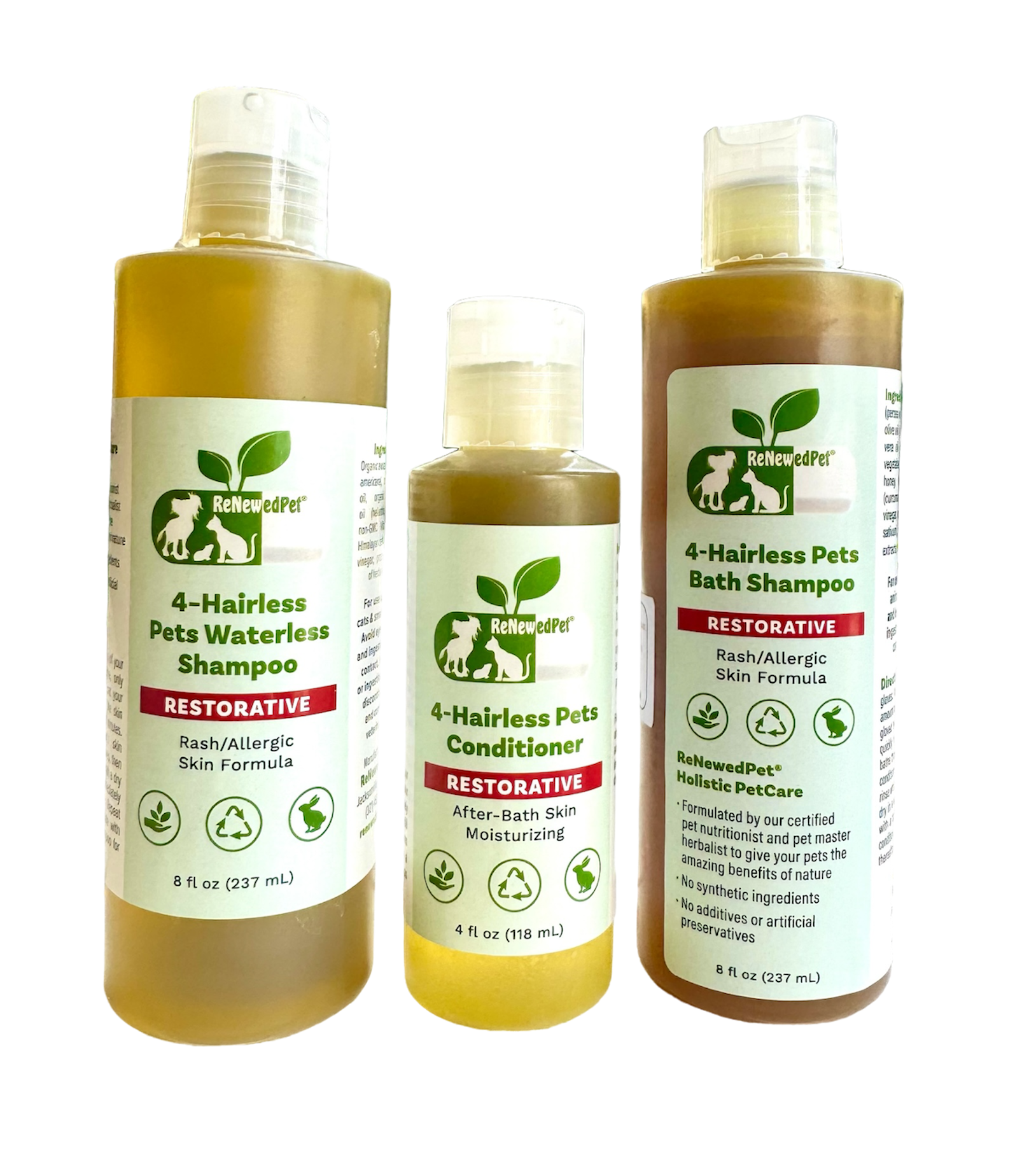 4 Hairless Pets Shampoo | Restorative Waterless Conditioner for Smooth Skin