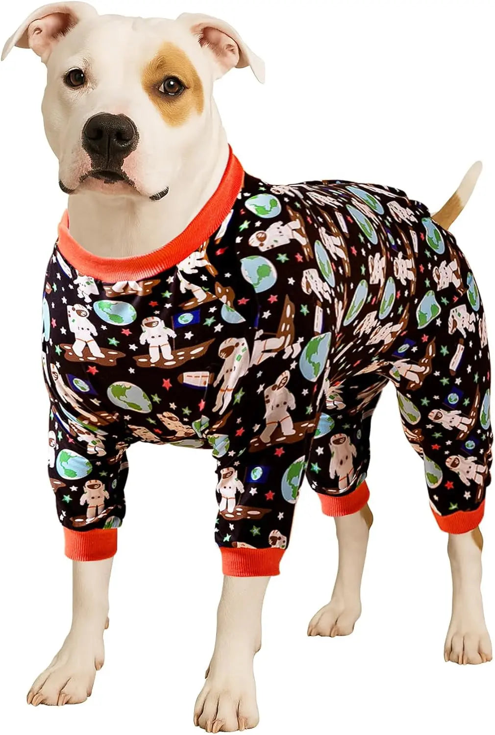 Large Dog Pajamas Space Astronaut Print Recovery Shirt UV Pullover - Priscilla's Pet Paradise