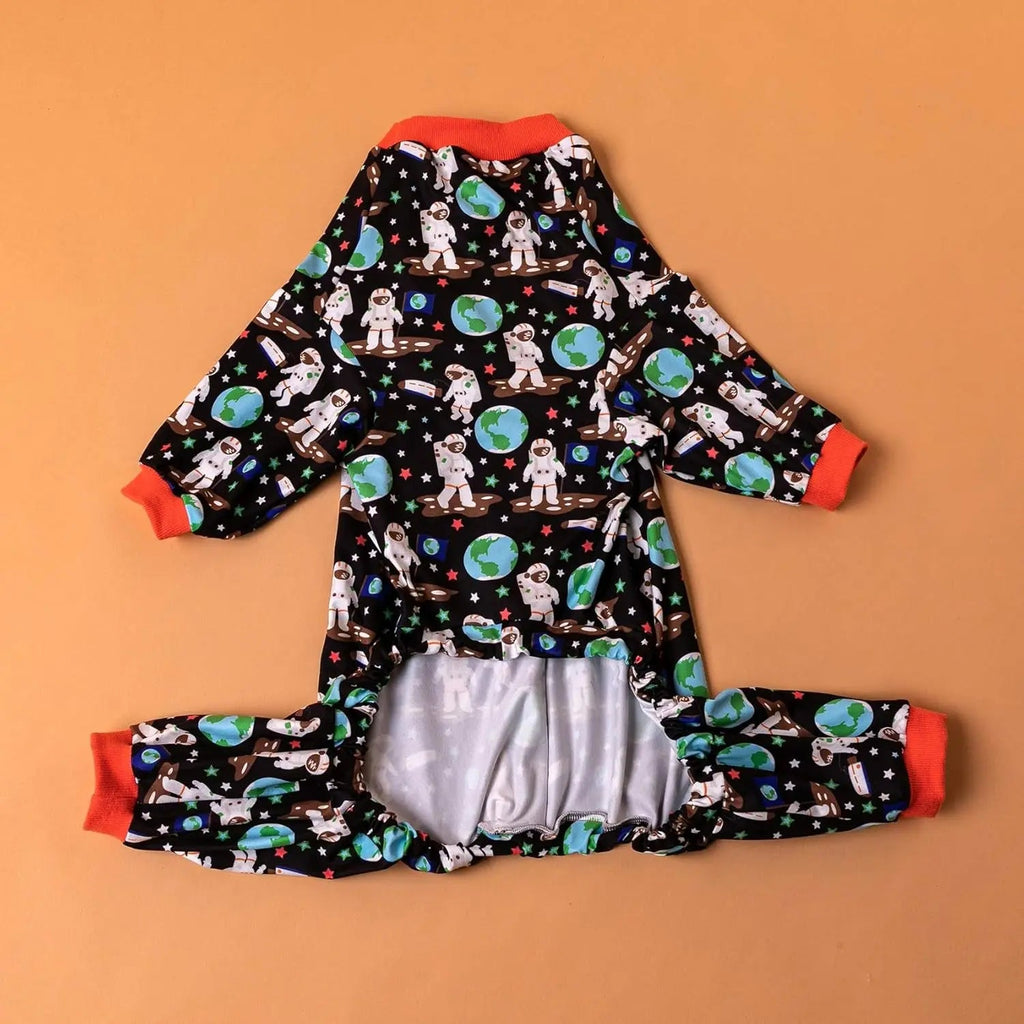 Large Dog Pajamas Space Astronaut Print Recovery Shirt UV Pullover - Priscilla's Pet Paradise