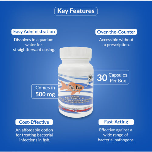 Fish Pen 500mg Capsules for Aquarium Fish – 30 Count – Water Care Support - Priscilla's Pet Paradise