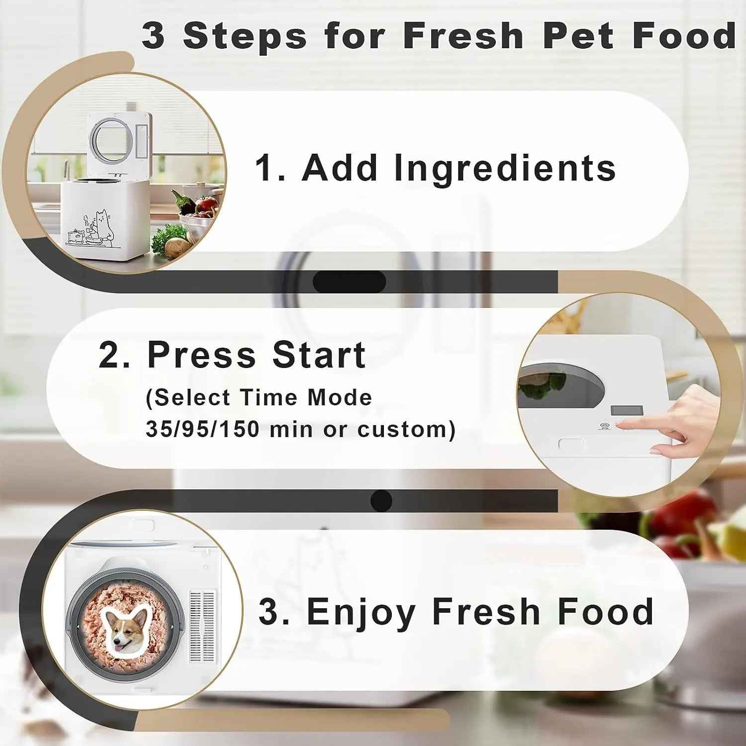 Pet Fresh Food Maker 5 in 1 Dog Cat Food Cooker Chopper 2.5L Smart Maker for Healthy Meals