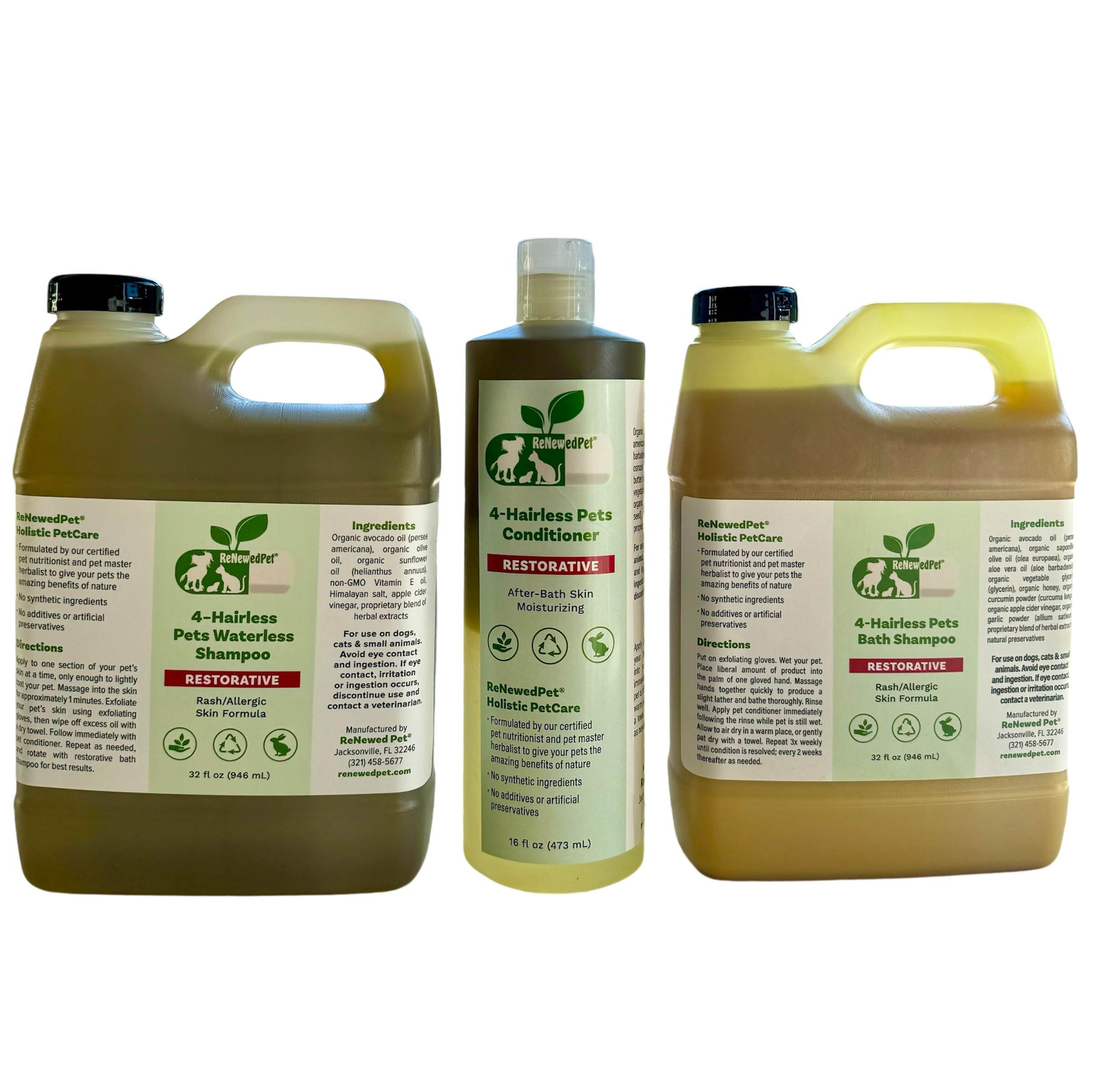 4 Hairless Pets Shampoo | Restorative Waterless Conditioner for Smooth Skin