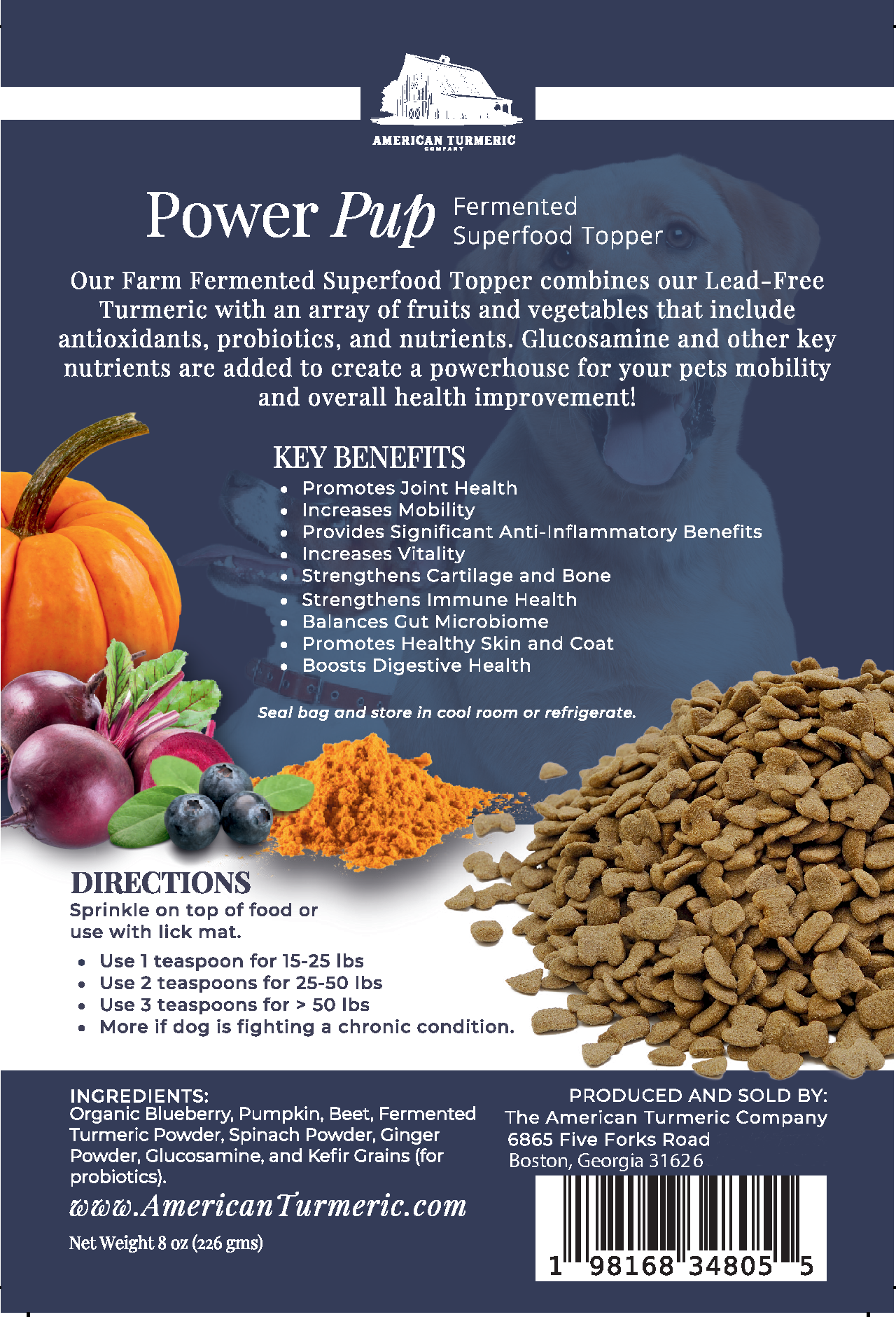 Power Pup Fermented Superfood Turmeric Powder for Pets - Priscilla's Pet Paradise
