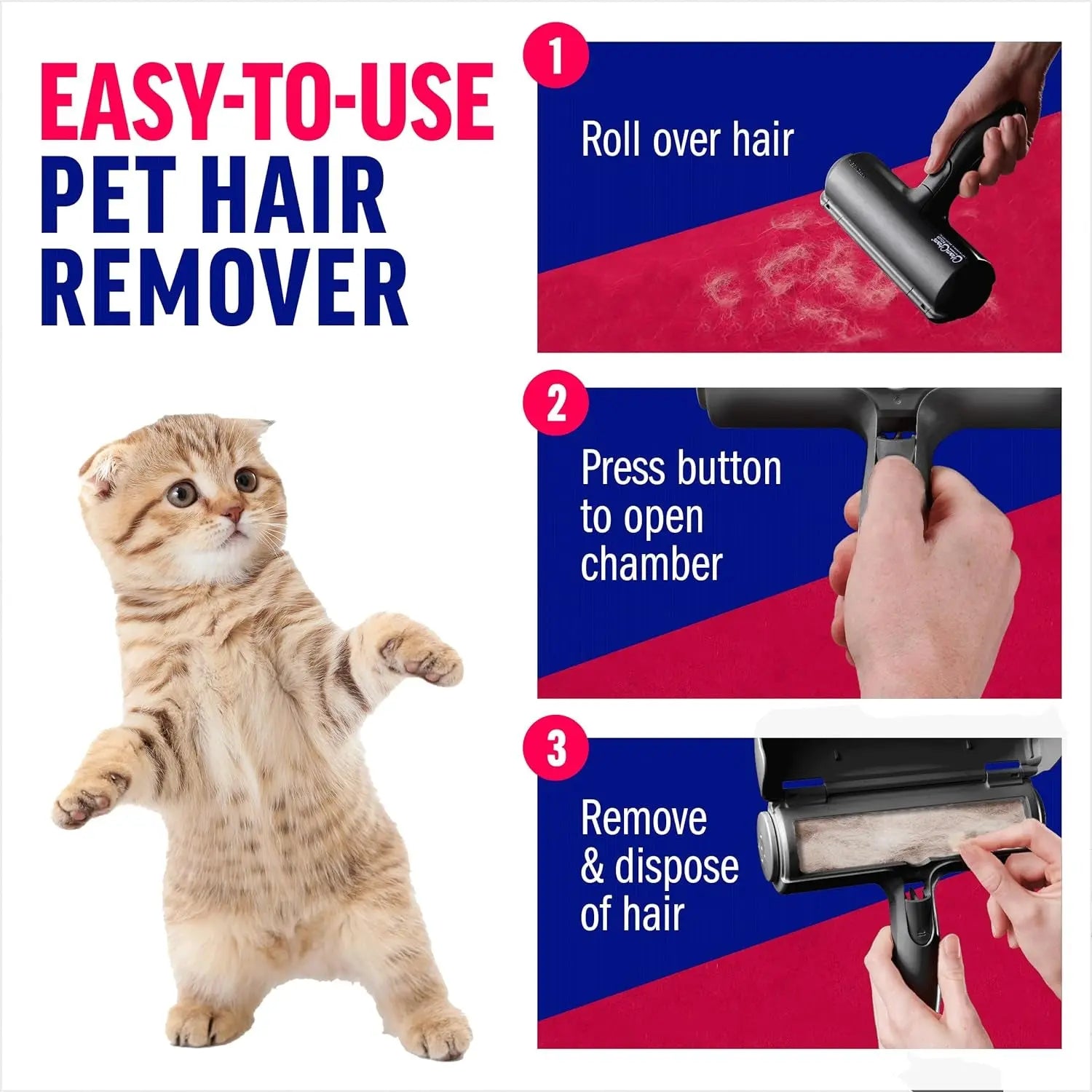 Reusable Pet Hair Remover Roller for Effortless Cleaning on Furniture, Carpet & Clothing