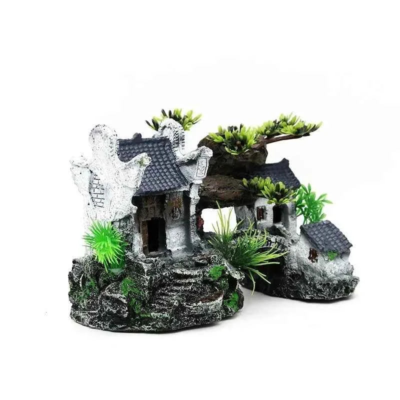 Resin Aquarium Landscape House Ornament – Fish Tank Decoration