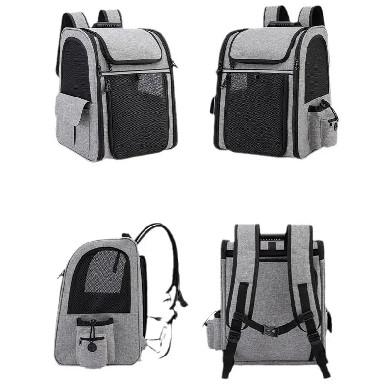 Pet Backpack Portable Breathable Outdoor Foldable Expandable Cat & Dog Backpack Large Capacity Oxford Cloth Cat Carrying Bag - Priscilla's Pet Paradise
