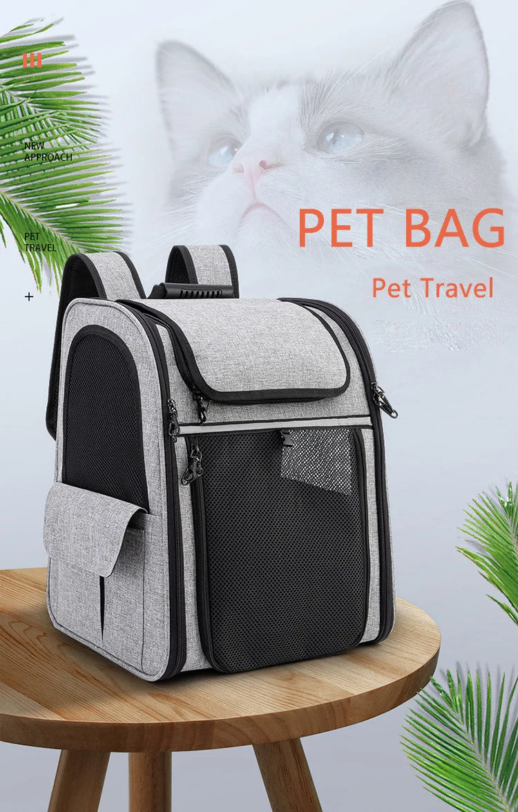 Pet Backpack Portable Breathable Outdoor Foldable Expandable Cat & Dog Backpack Large Capacity Oxford Cloth Cat Carrying Bag - Priscilla's Pet Paradise