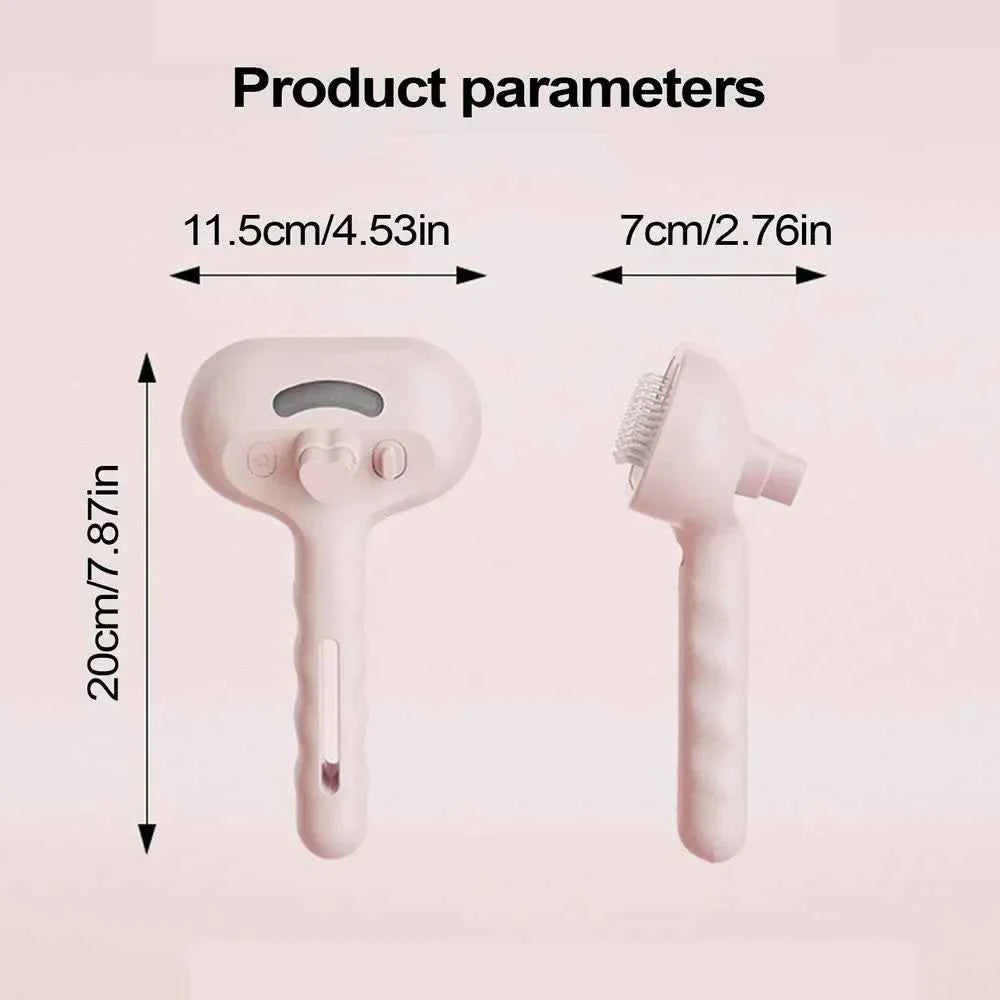 Rechargeable Pet Grooming Comb - Foldable Steam-Spray Dematting Brush & Hair Remover for Cats & Dogs
