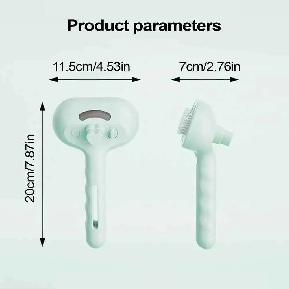 Rechargeable Pet Grooming Comb - Foldable Steam-Spray Dematting Brush & Hair Remover for Cats & Dogs