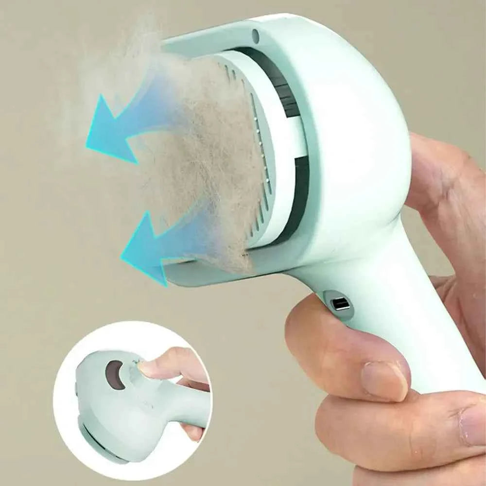 Rechargeable Pet Grooming Comb - Foldable Steam-Spray Dematting Brush & Hair Remover for Cats & Dogs