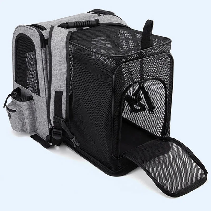 Pet Backpack Portable Breathable Outdoor Foldable Expandable Cat & Dog Backpack Large Capacity Oxford Cloth Cat Carrying Bag - Priscilla's Pet Paradise