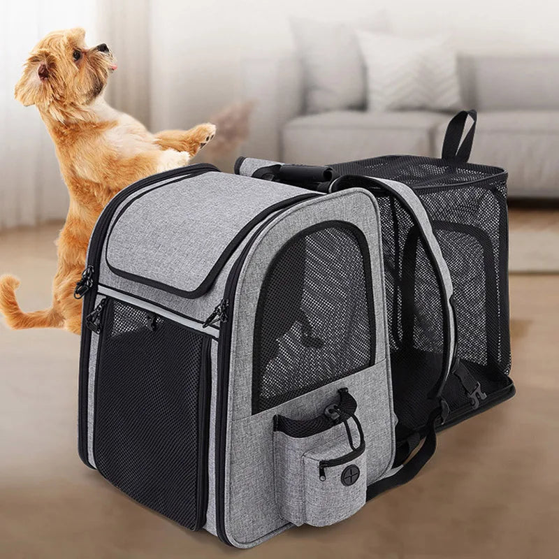 Pet Backpack Portable Breathable Outdoor Foldable Expandable Cat & Dog Backpack Large Capacity Oxford Cloth Cat Carrying Bag - Priscilla's Pet Paradise