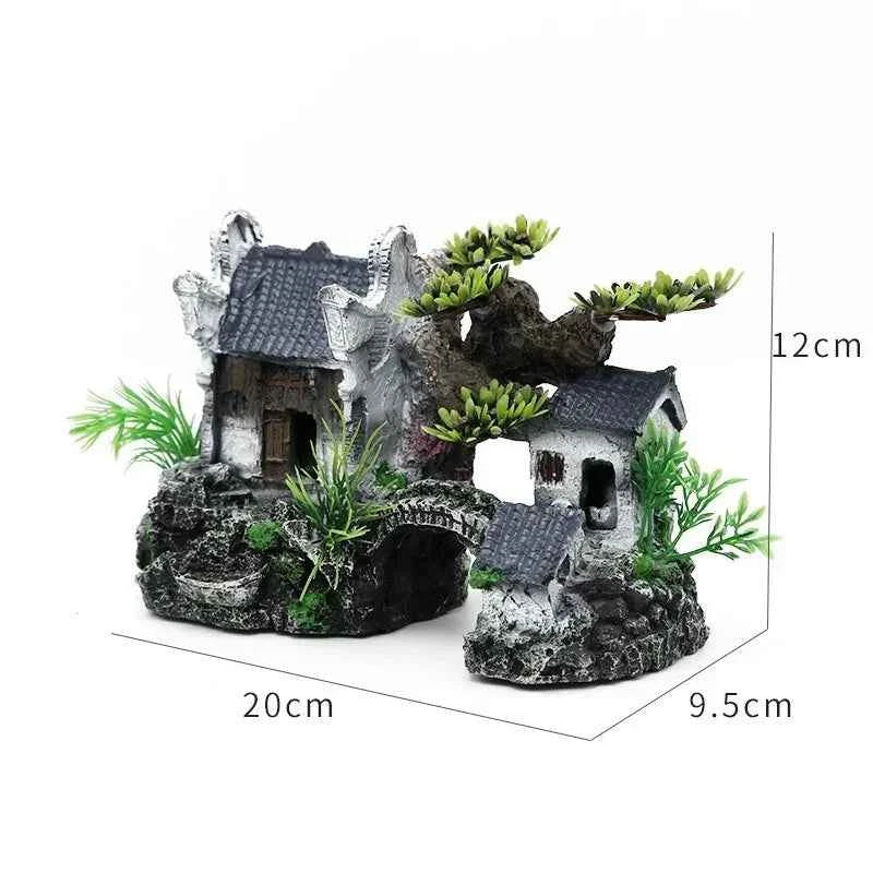 Resin Aquarium Landscape House Ornament – Fish Tank Decoration
