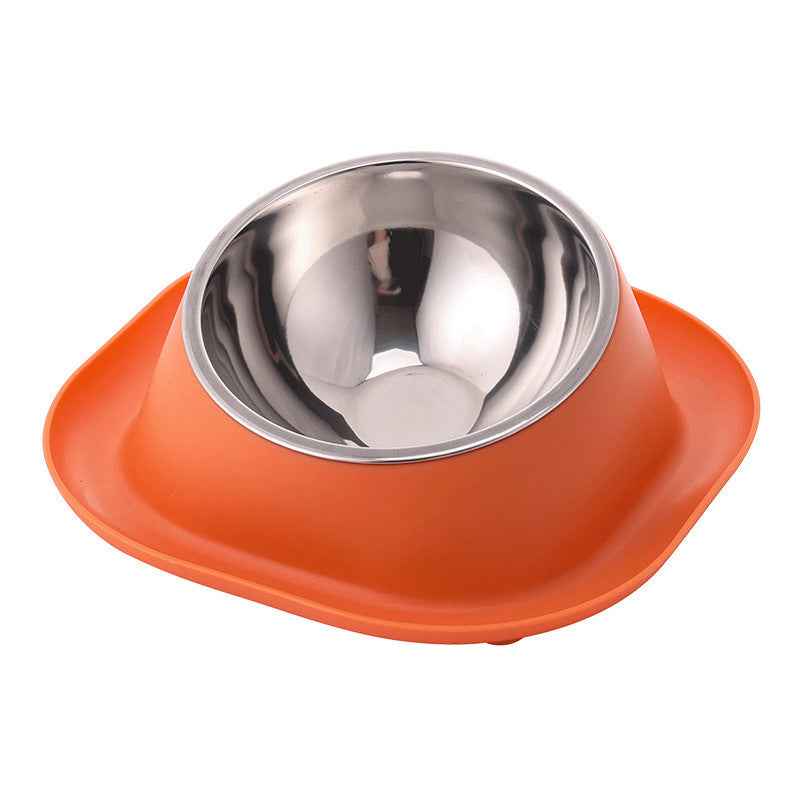 Anti-Leak Cat Bowl Stainless Steel Oblique Mouth Design Anti-Tumble Pet Food Holder