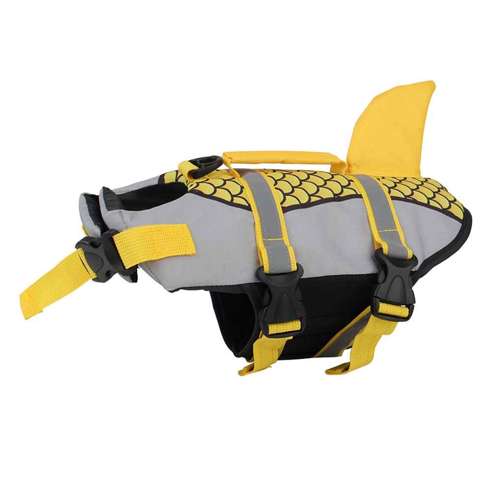 Swim Pet Dog Life Jacket Vest - Summer Swimwear for Pets with Collar Harness and Shark Scales Design