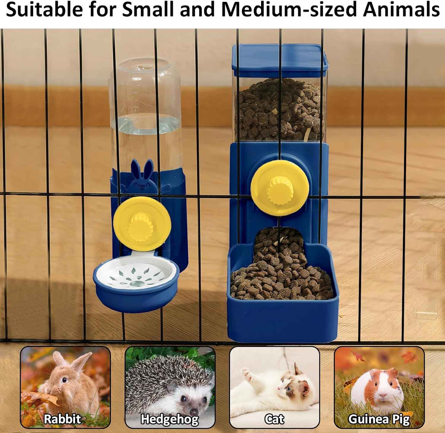 Hanging Automatic Rabbit Feeder and Water Dispenser for Cages - Ideal for Chinchillas, Hedgehogs, and Guinea Pigs