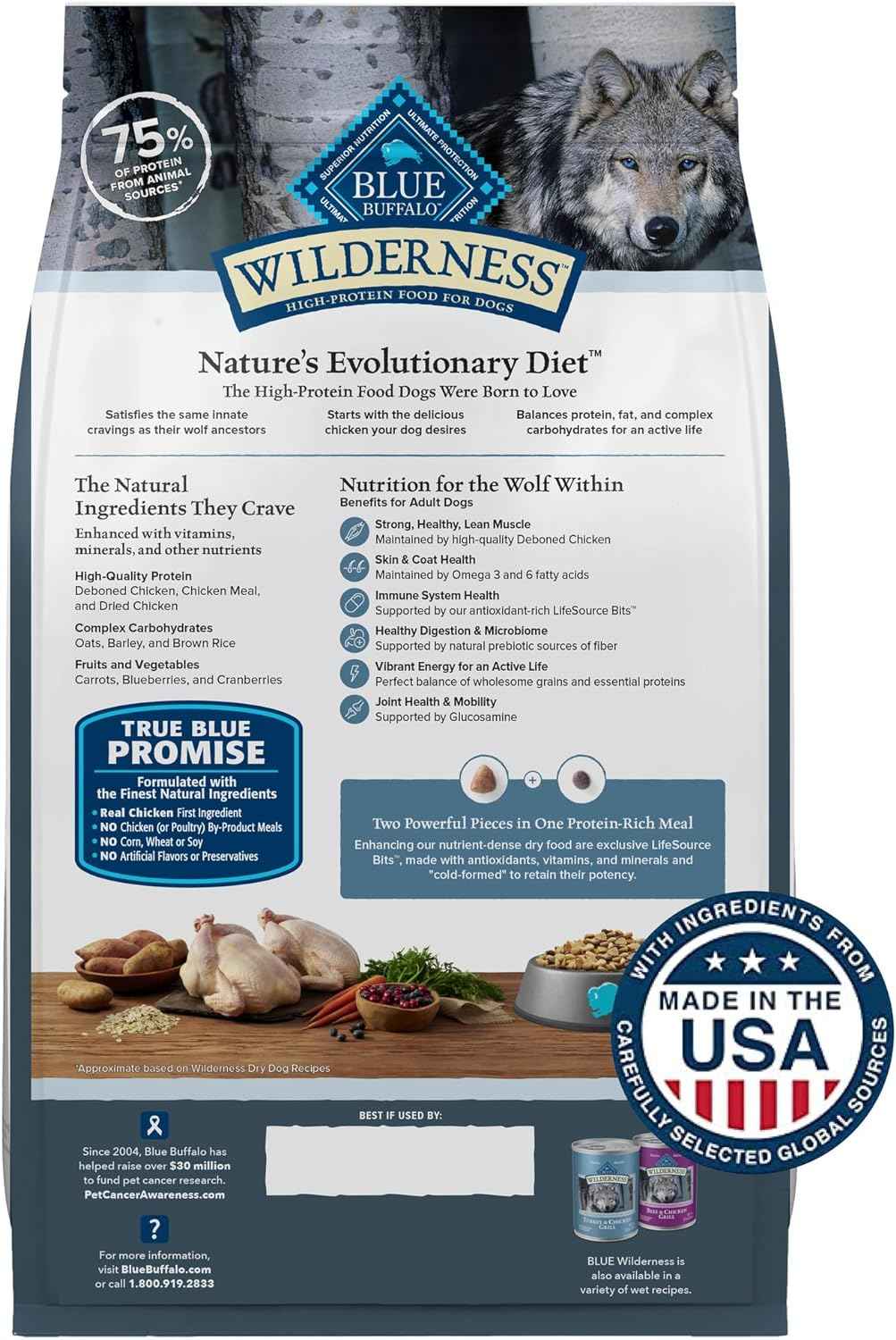 Blue Buffalo Wilderness Dog Food for Adults with Chicken and Wholesome Grains