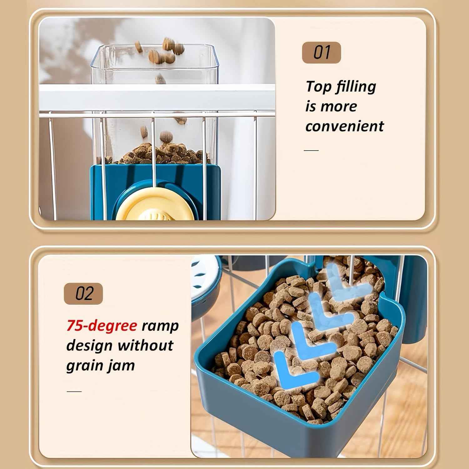 Hanging Automatic Rabbit Feeder and Water Dispenser for Cages - Ideal for Chinchillas, Hedgehogs, and Guinea Pigs