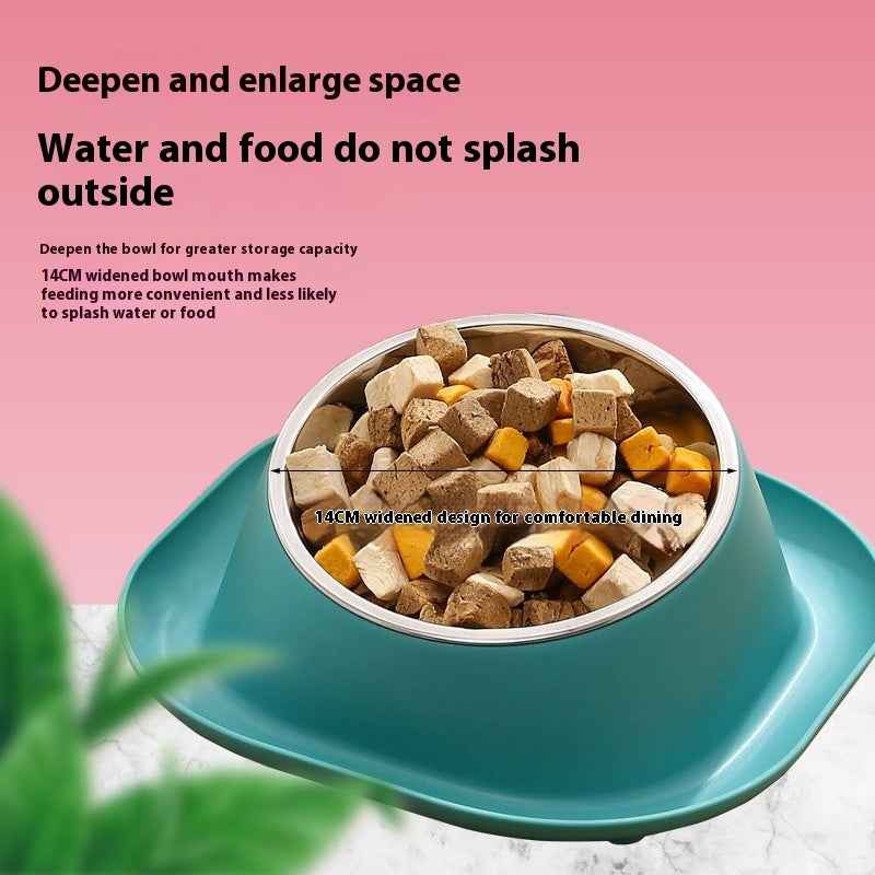 Anti-Leak Cat Bowl Stainless Steel Oblique Mouth Design Anti-Tumble Pet Food Holder