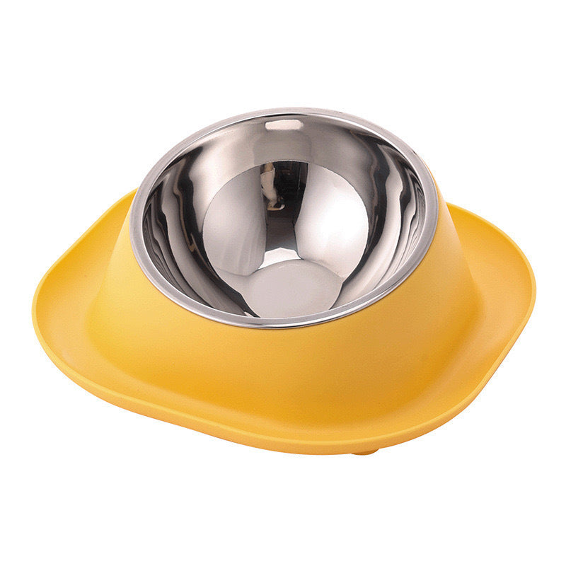 Anti-Leak Cat Bowl Stainless Steel Oblique Mouth Design Anti-Tumble Pet Food Holder