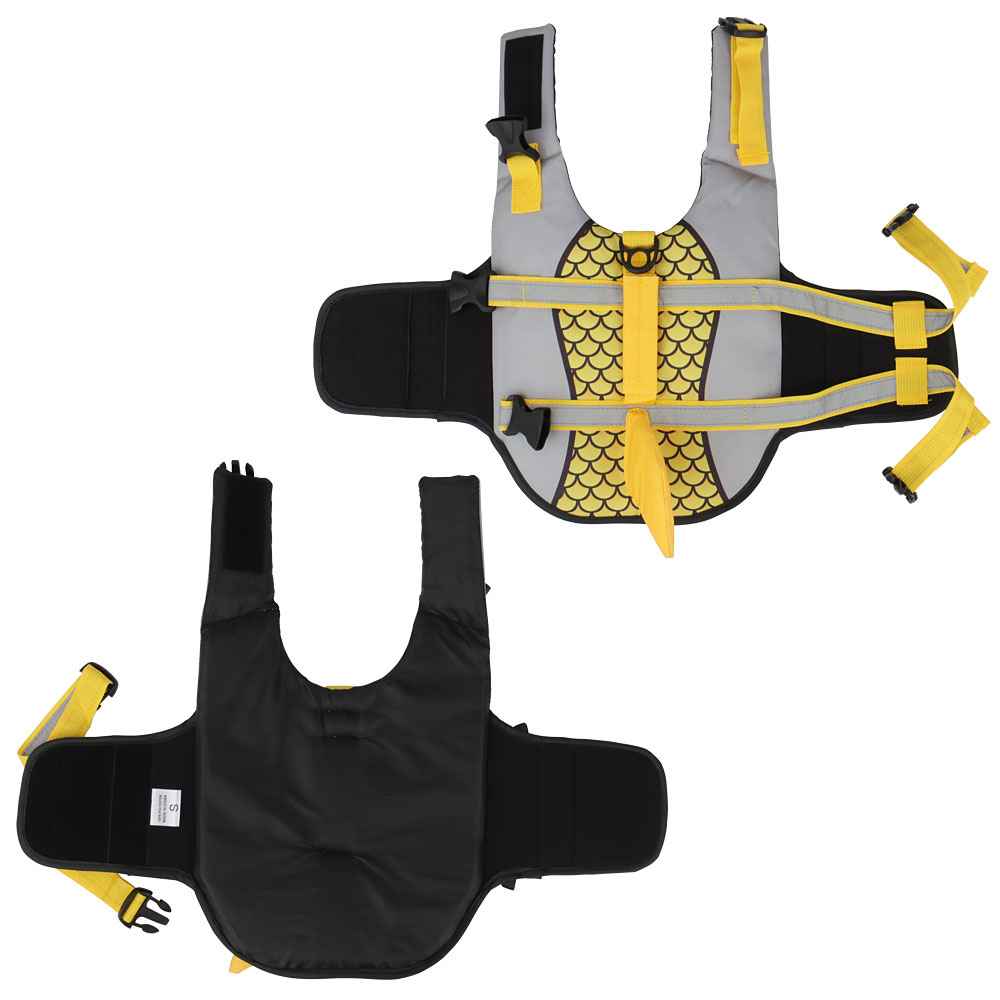 Swim Pet Dog Life Jacket Vest - Summer Swimwear for Pets with Collar Harness and Shark Scales Design